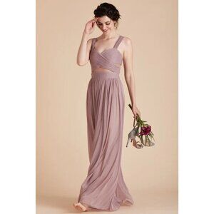 Birdy Grey Elsye Cut Out Mesh Mauve‎ Maxi Formal Bridesmaid Dress Small NWT